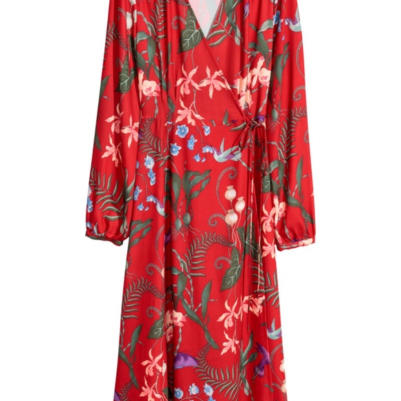 h and m red floral dress